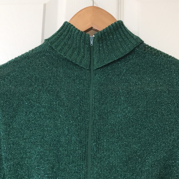 Vintage Wenjilli Metallic Knit Long Sleeve Maxi Dress Turtle Neck; Mesh V @ Neck - Picture 8 of 16